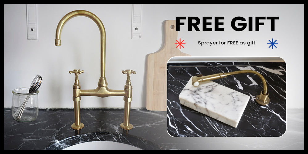 Unlacquered Brass Kitchen Bridge Faucet