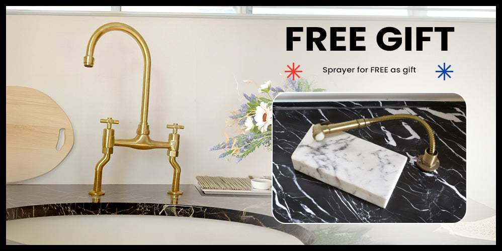 Unlacquered Brass Kitchen Bridge Faucet