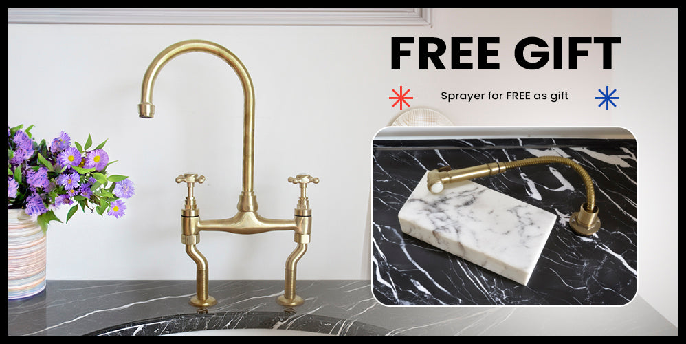 Unlacquered Brass Kitchen Bridge Faucet