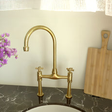 Unlacquered Brass Kitchen Bridge Faucet