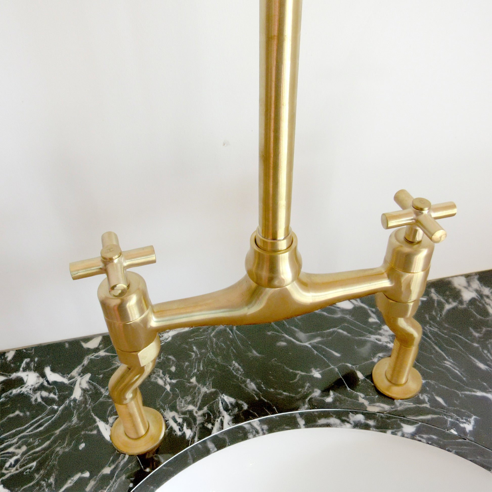 Unlacquered Brass Kitchen Bridge Faucet