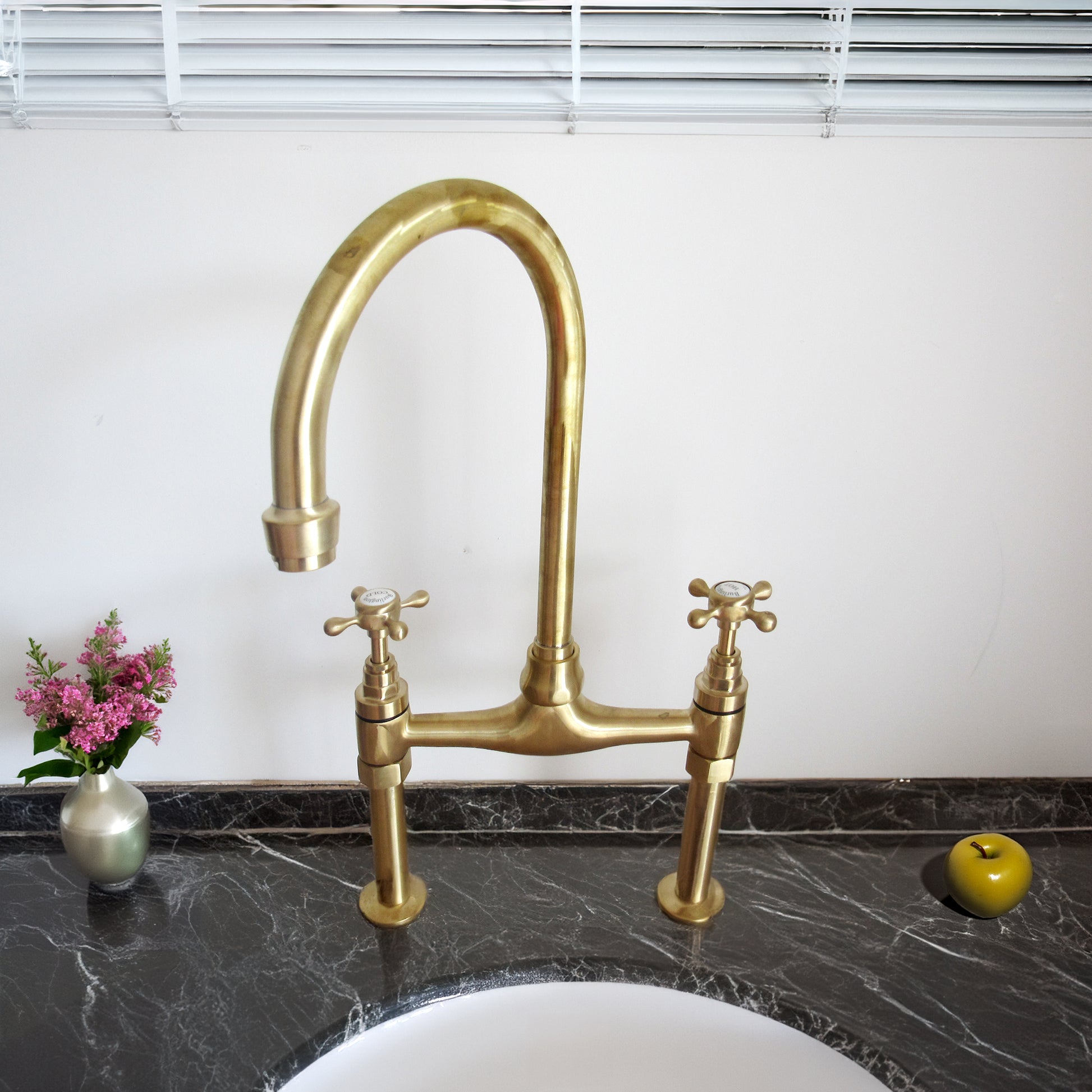 Unlacquered Brass Kitchen Bridge Faucet