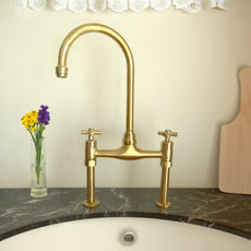 Unlacquered Brass Kitchen Bridge Faucet