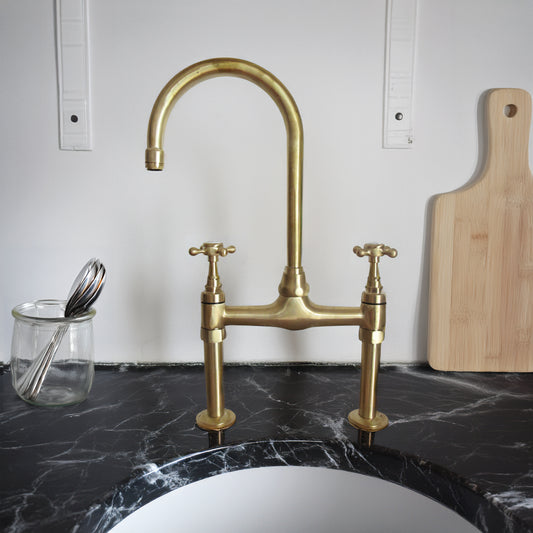 Unlacquered Brass Kitchen Bridge Faucet