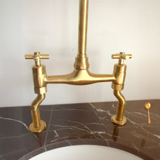 Unlacquered Brass Kitchen Bridge Faucet