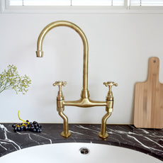 Unlacquered Brass Kitchen Bridge Faucet