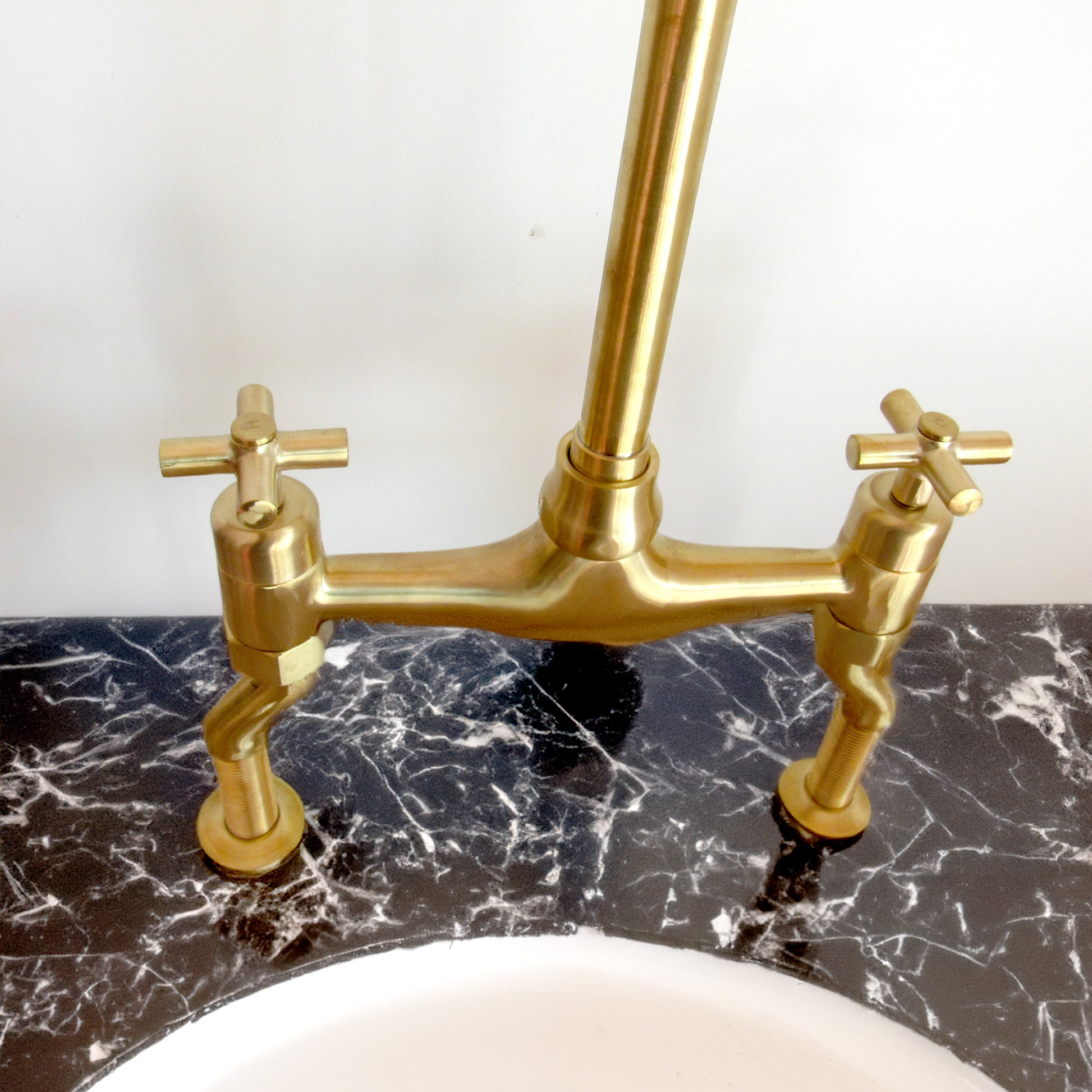 Unlacquered Brass Kitchen Bridge Faucet