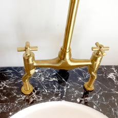 Unlacquered Brass Kitchen Bridge Faucet