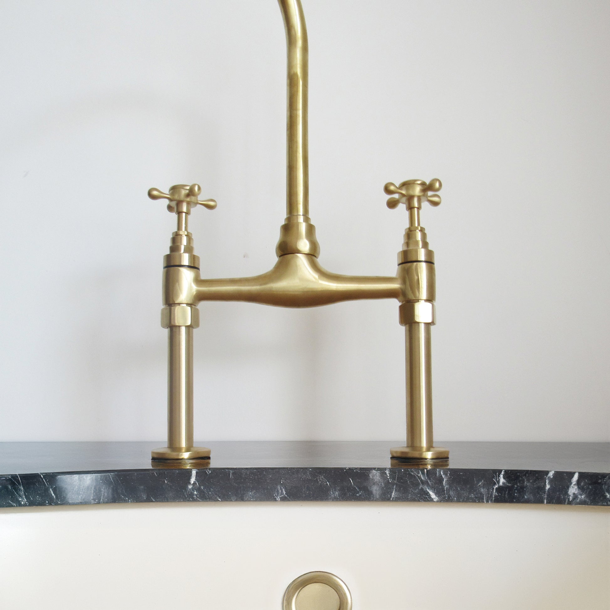 Unlacquered Brass Kitchen Bridge Faucet