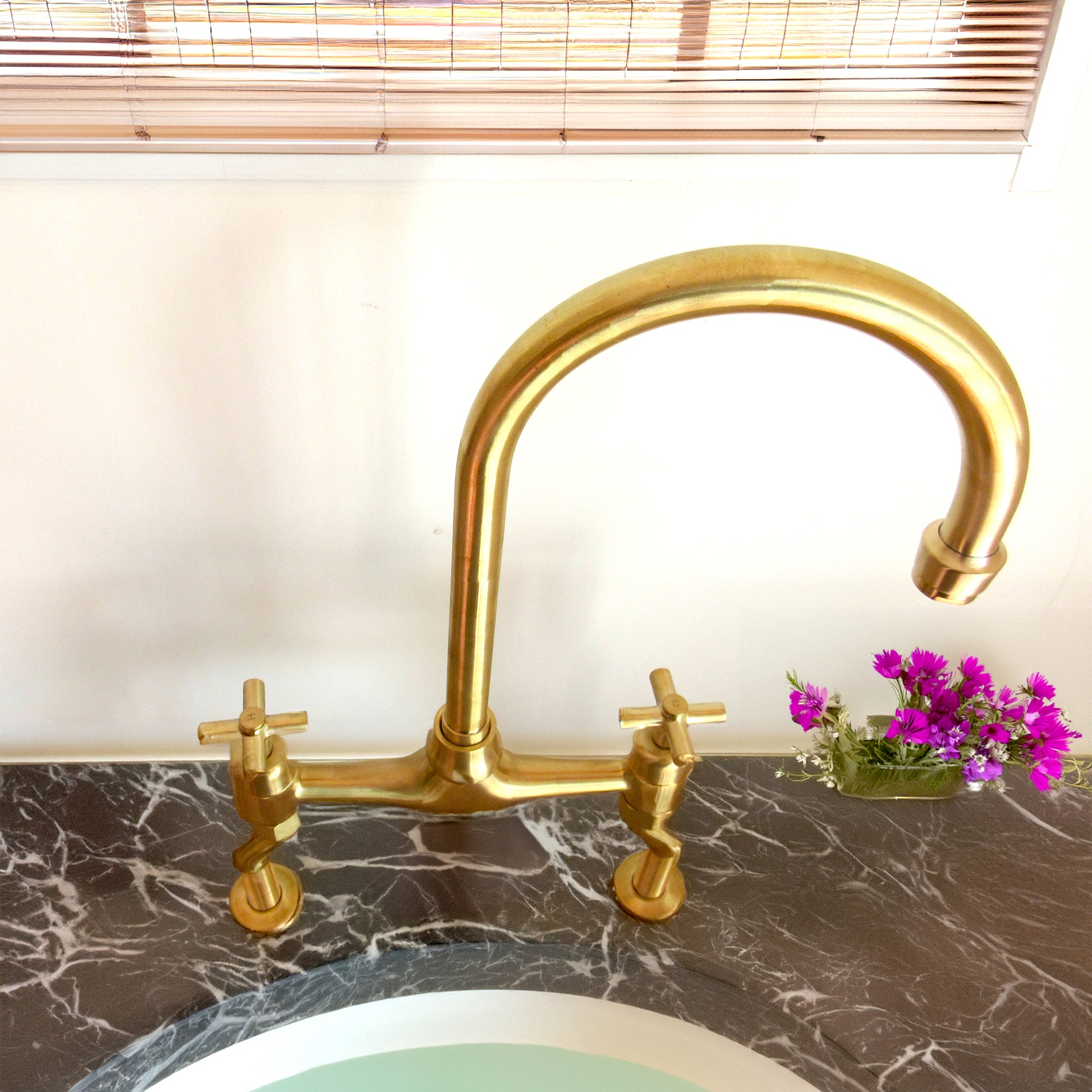 Unlacquered Brass Kitchen Bridge Faucet