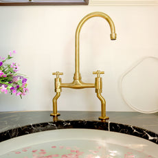 Unlacquered Brass Kitchen Bridge Faucet