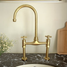 Unlacquered Brass Kitchen Bridge Faucet