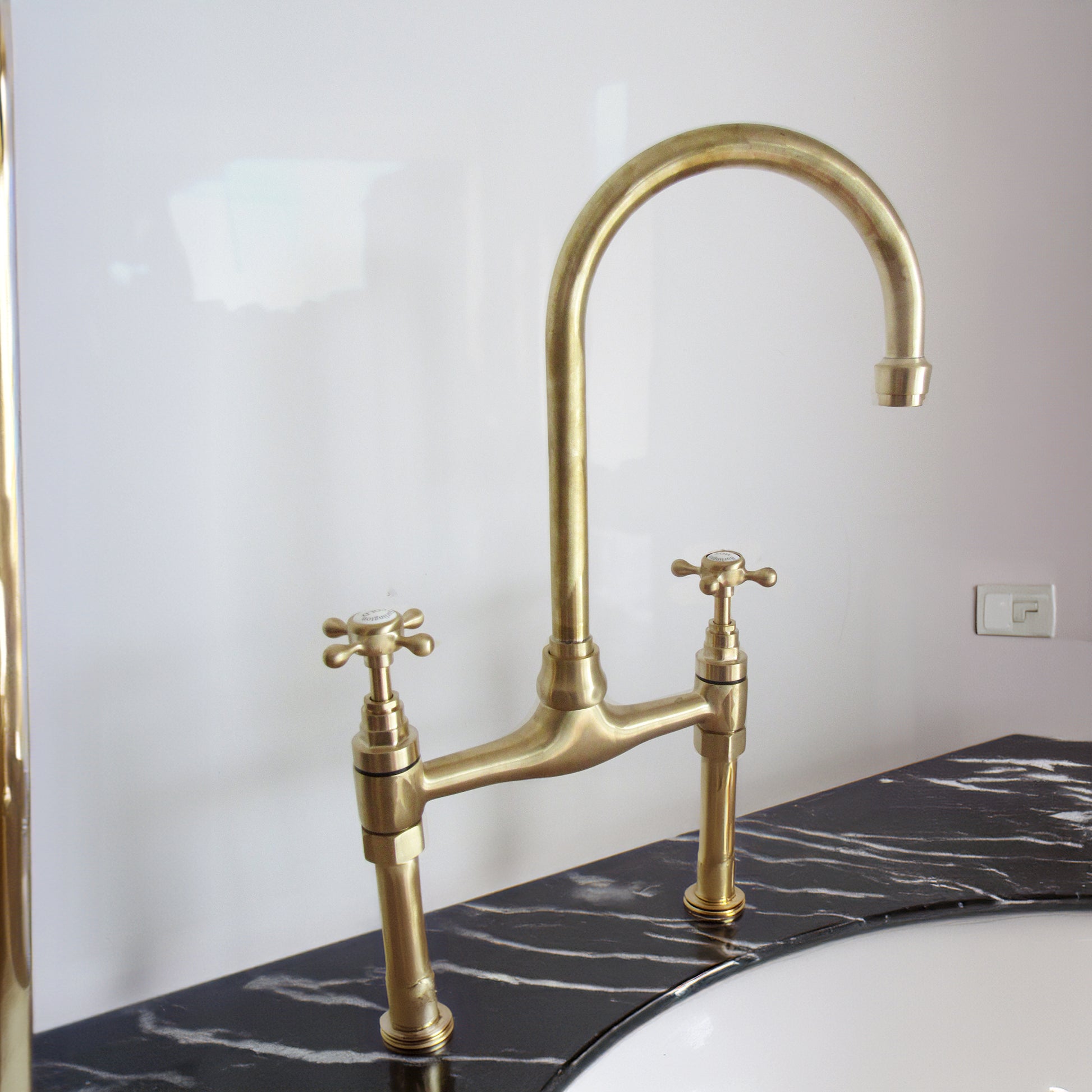 Unlacquered Brass Kitchen Bridge Faucet