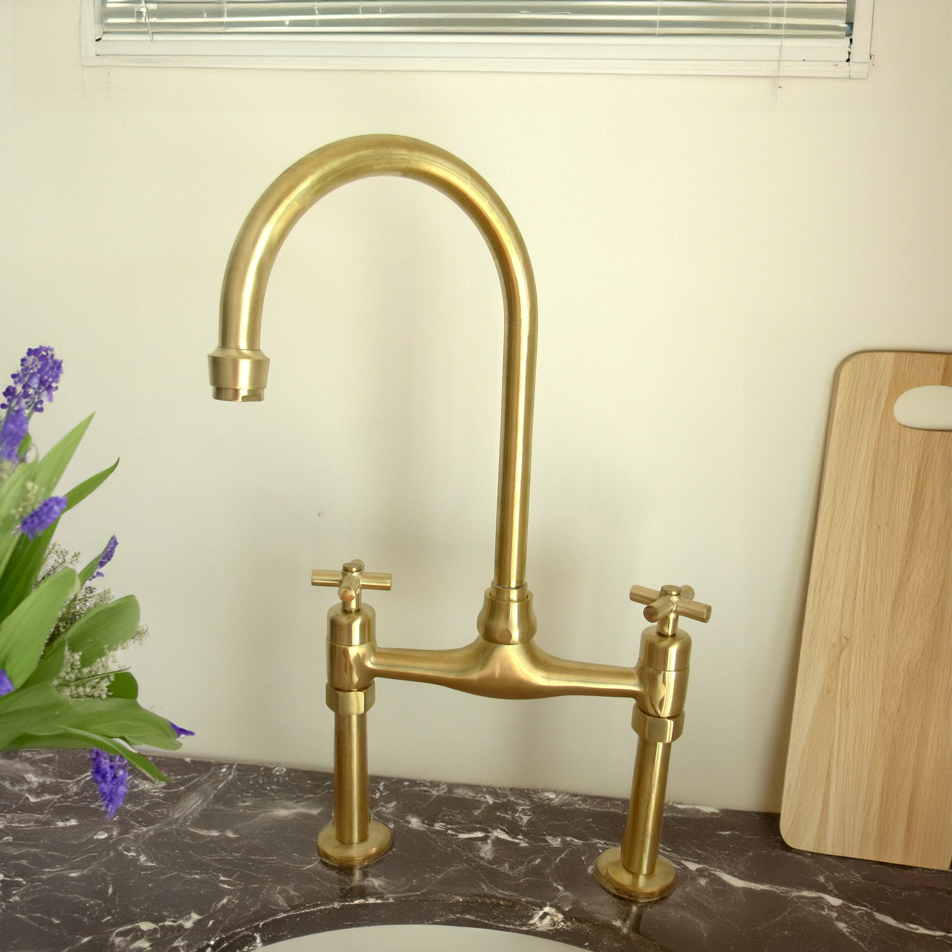 Unlacquered Brass Kitchen Bridge Faucet